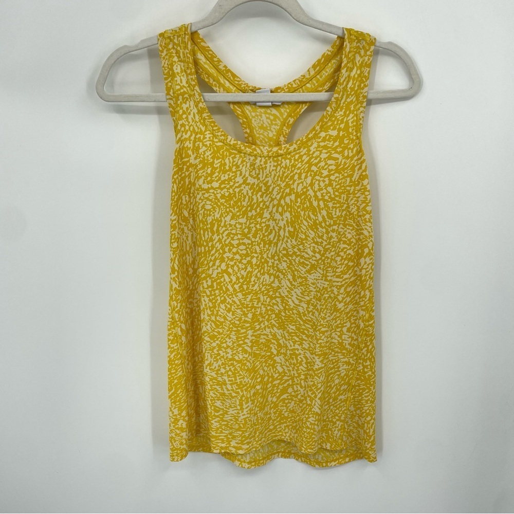 ATHLETA Ultimate Scoop Tank Racerback Tank Top Yellow & White Size S